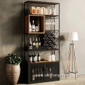European Style Custom Free sample iron work supermarket bar Wall Mounted Display wine rack storage Cabinet